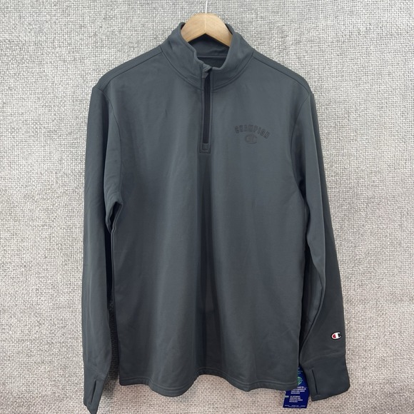 Champion Other - Champion Performance 1/4 Zip Fleece Men's Med Gray Logo Moisture Wicking NEW!
